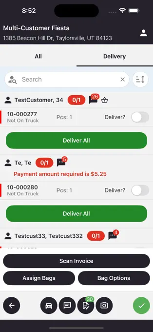 Spot Delivery stop details screen